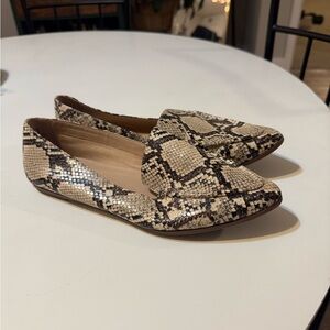Aldo Beige and Black Snakeskin Loafers
